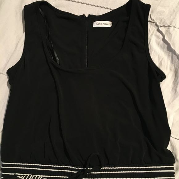Calvin Klein PLUS 14 black and white JUMPSUIT tank top flowing bottom - Picture 3 of 14